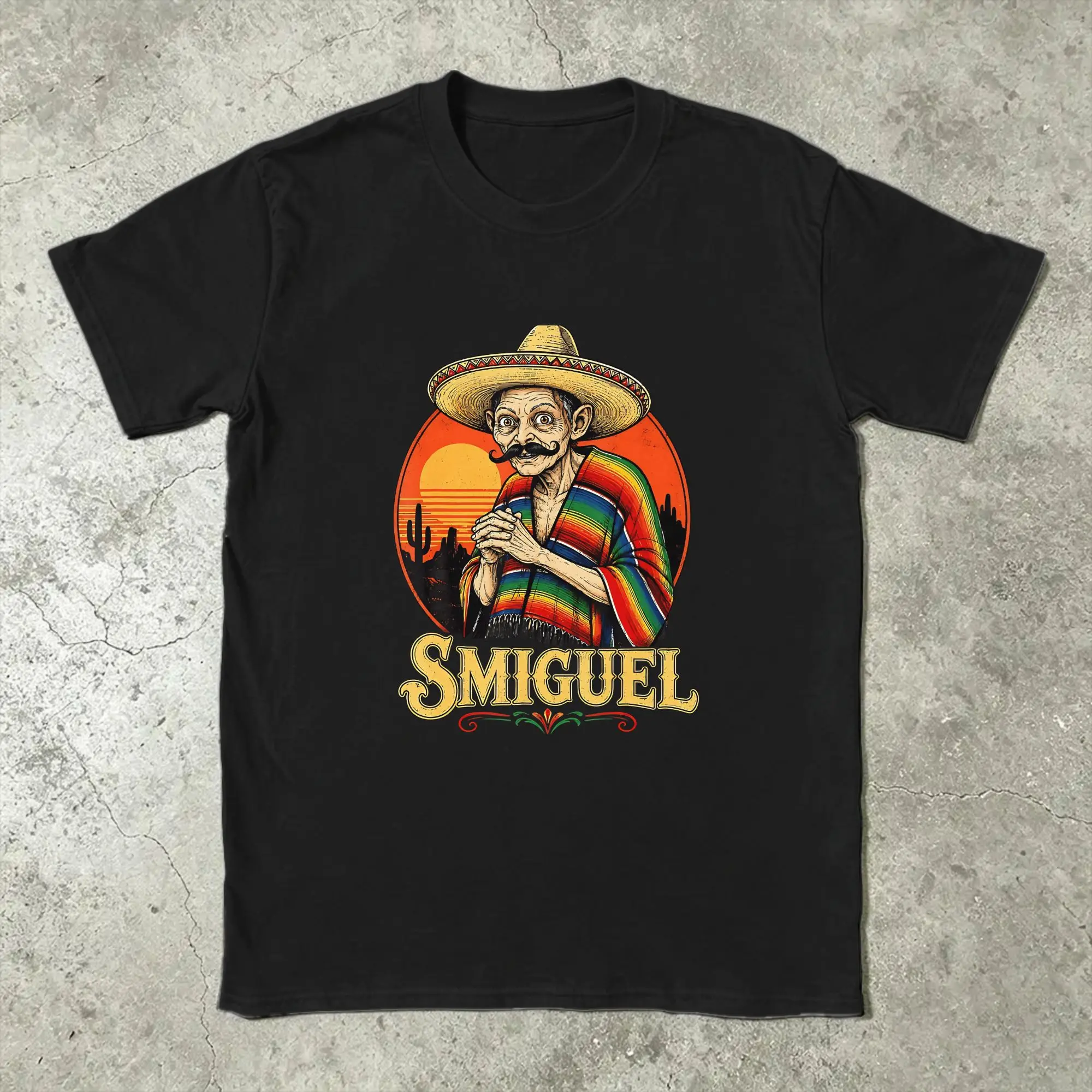 Smiguel Mexican Sombrero Mexican Culture Mashup Men T Shirts  Fun Tee Shirt  T-Shirts 100% Cotton Plus Size Clothes
