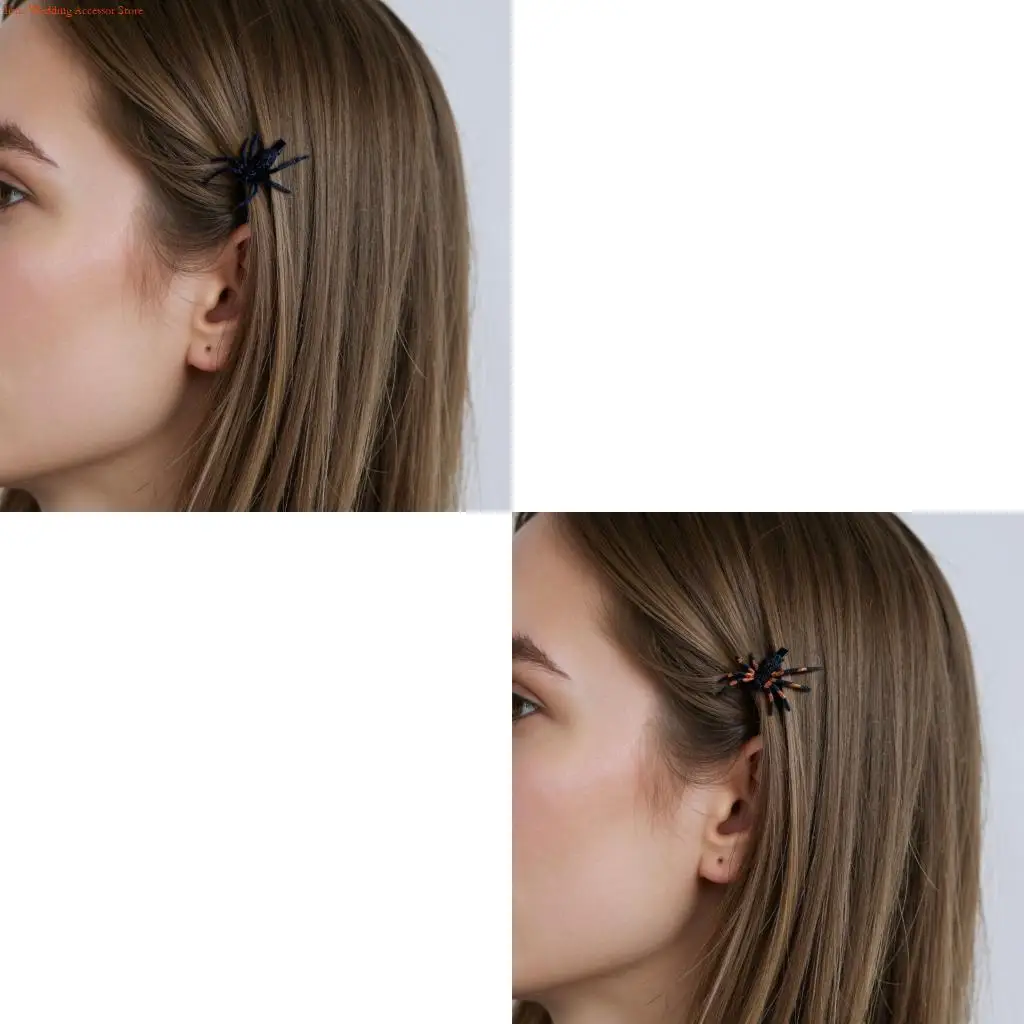

G92D Sparkling Simulation Arachnid Hair Barrettes Punk Hairpin For Costume Parties Shimmering Hair Accessories Design