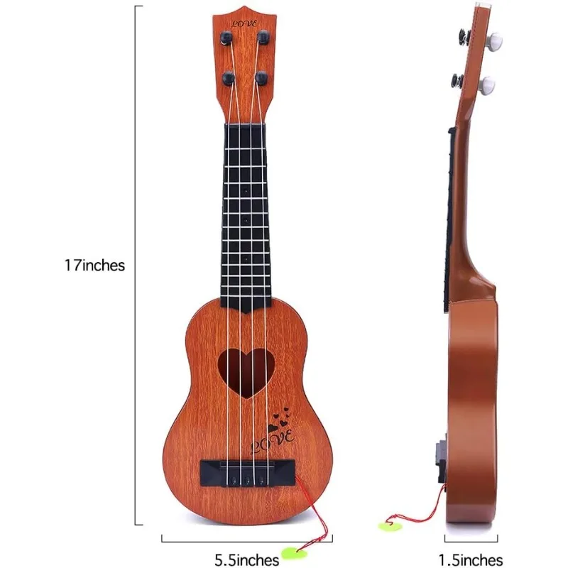 Instrument zabawkowy dla dzieci zabawka klasyczny Instrument muzyczny gitara Ukulele, brązowy