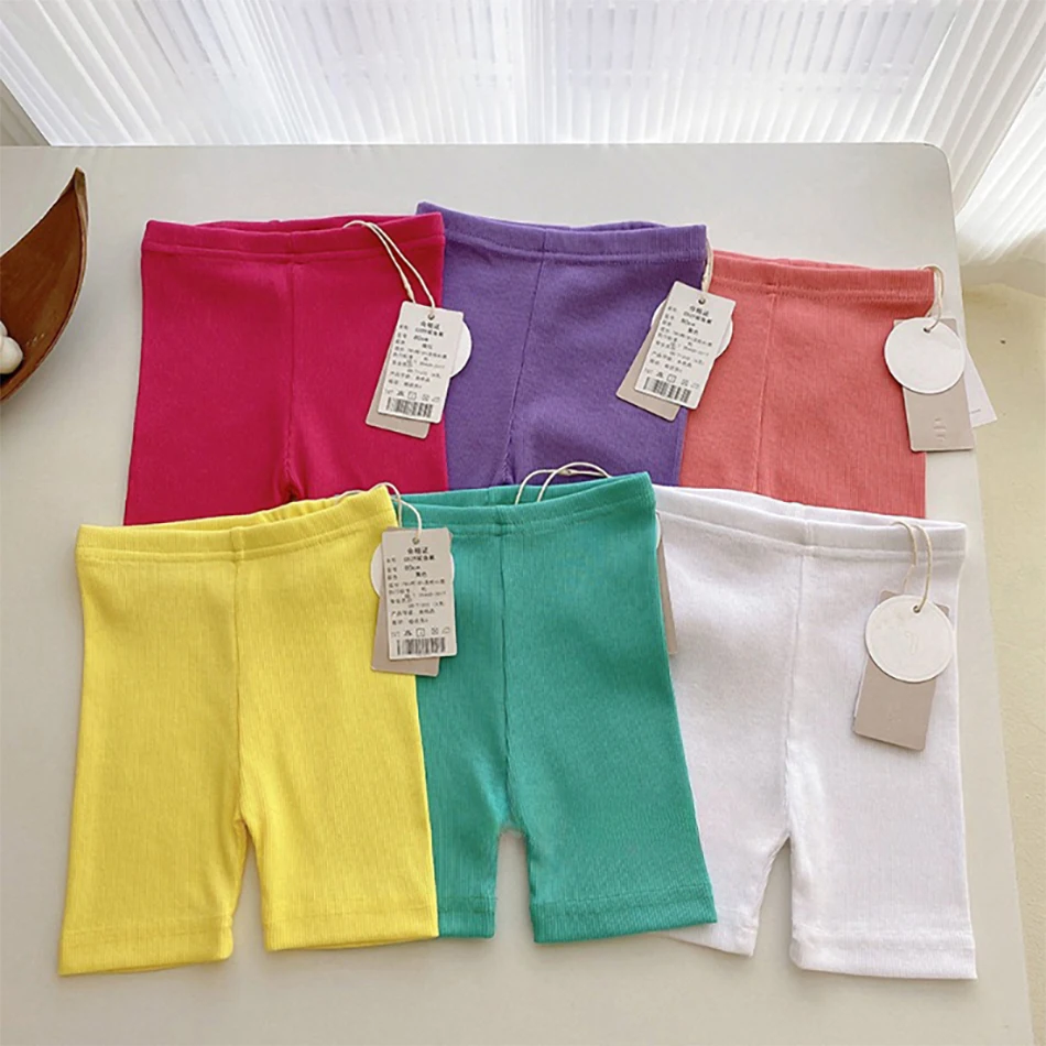 2-8T Kids Shorts Girls Candy Color Clothing Baby Elastic Waist Trousers Children Soft Fashion Safety Pants Casual Korean Bottoms