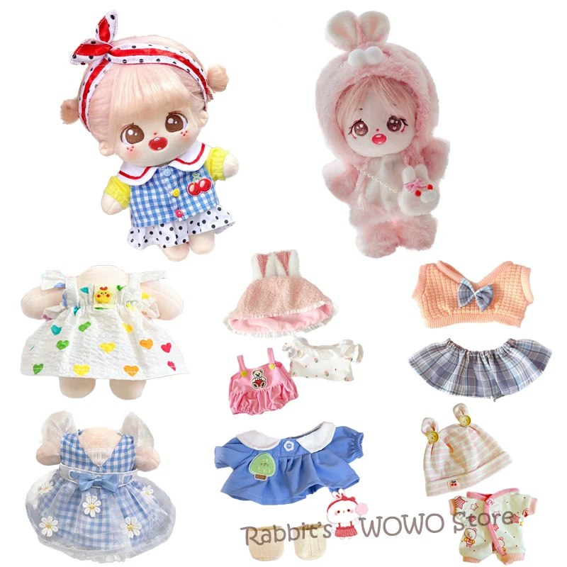 Cute Clothing for 20cm Cotton Plush Idol Dolls Pajamas Plush Jumpsuit Dress Up Clothes Nightgown Maid Outfit Toy Accessories