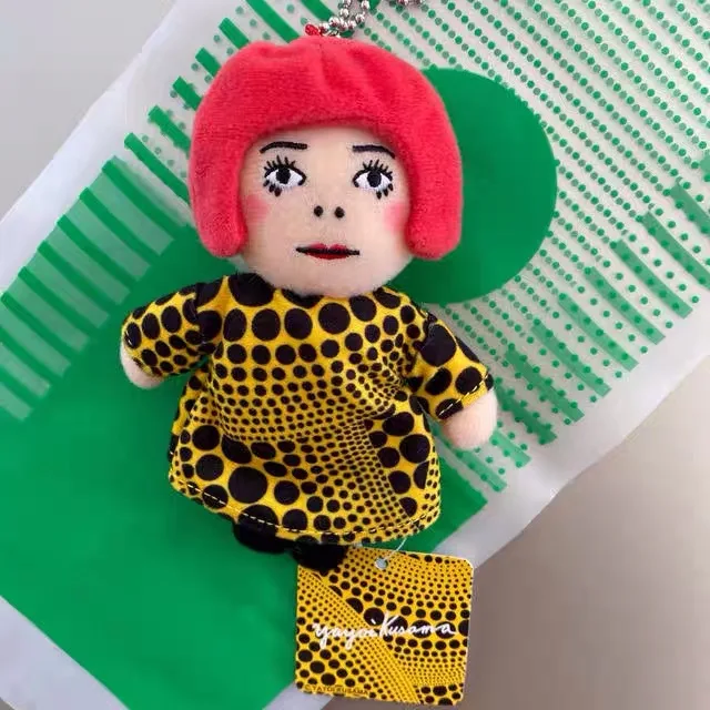 12cm New Yayoi Kusama YAYOI KUSAMA Humanoid Polka Dot Plush Keychain Bag Pendant Toy Pendant For Gift