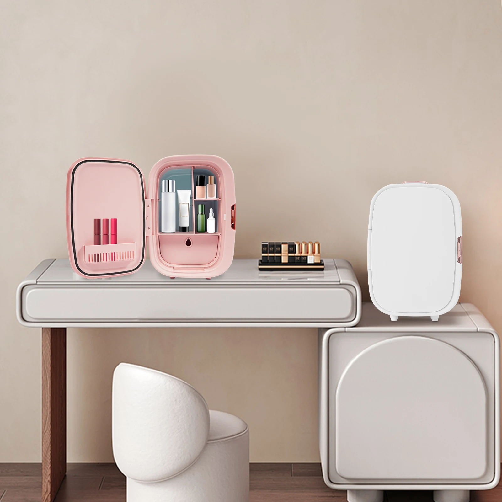 

12L Beauty Fridge ABS mini refrigerator Cooling & Heating with Car Power Household Power Cable 2 Partition Boards