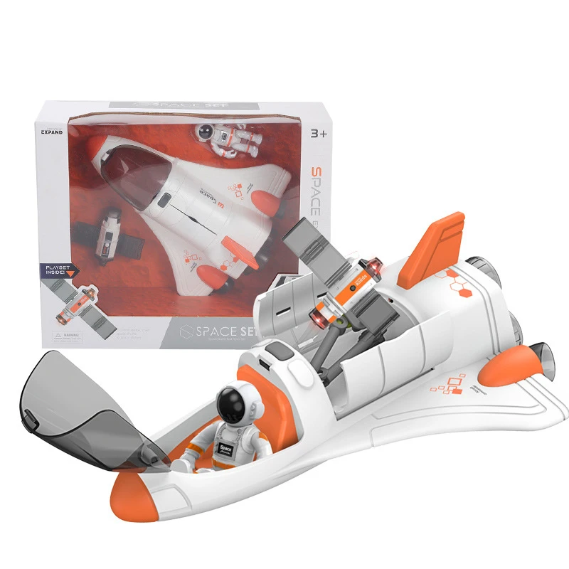 Acousto Optic Spray Space Rocket Toy Spaceship Astronaut Shuttle Space Station Rocket Aviation Model Education Toys Kids Gift