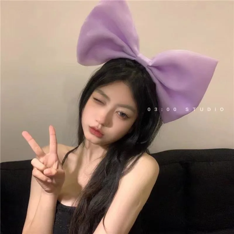 15PCS New Super Large 3D Bow Fabric Hair Hoop Sweet and Cute Hair Clip Photo Exaggerated Head Hoop Show Small Face