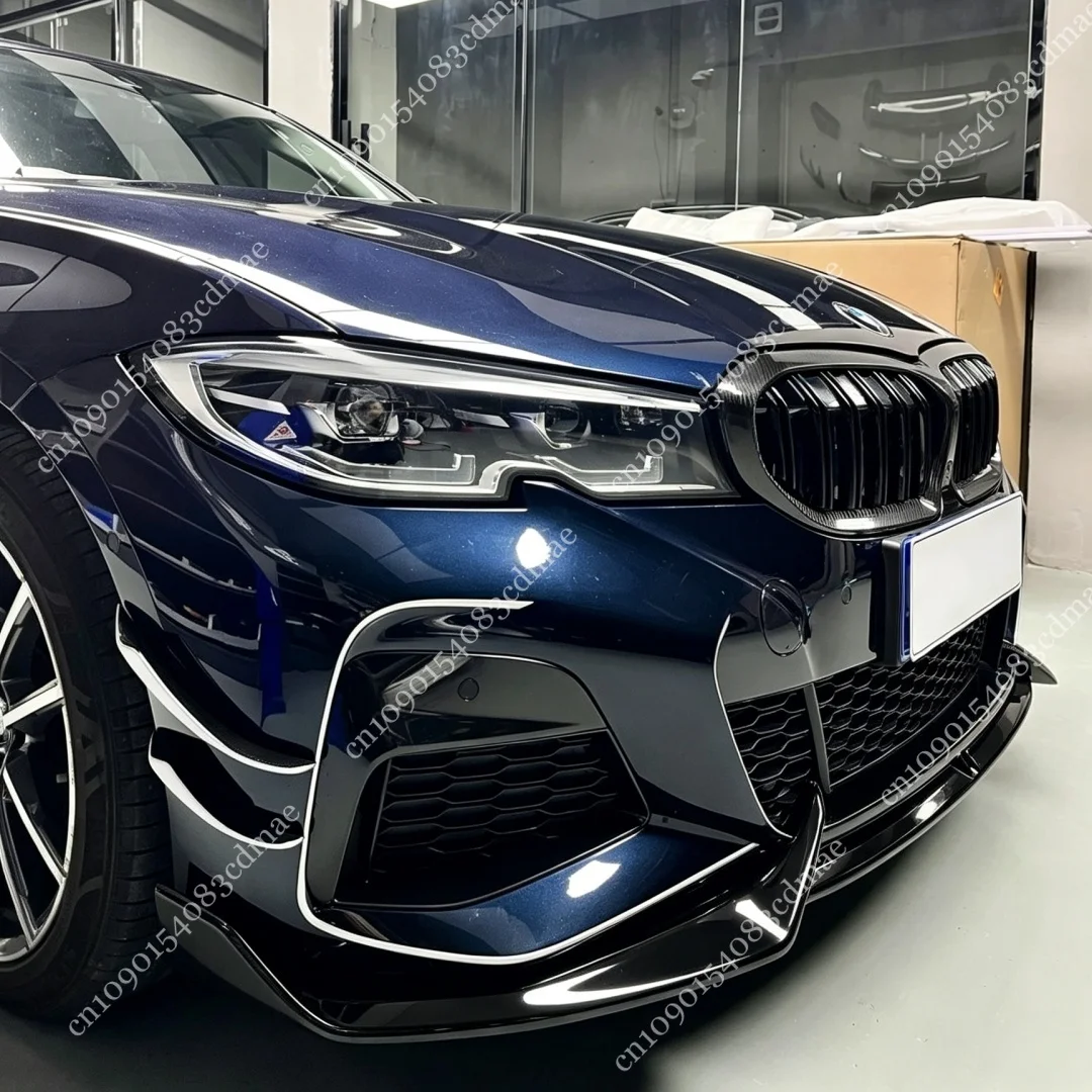3PCS For BMW 3 Series G20 Sedan G21 Touring M-Pack 2019-2022 Pre-Facelift ABS Front Bumper Diffuser Lip Spoiler Splitter Trim