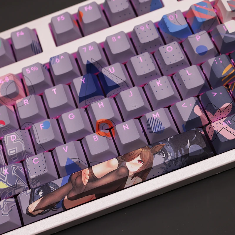 108Keys/Set Pretty Derby Rice Shower PBT Keycaps Anime Games Beauty Girl Key caps Cherry Height for DIY Mechanical Keyboards