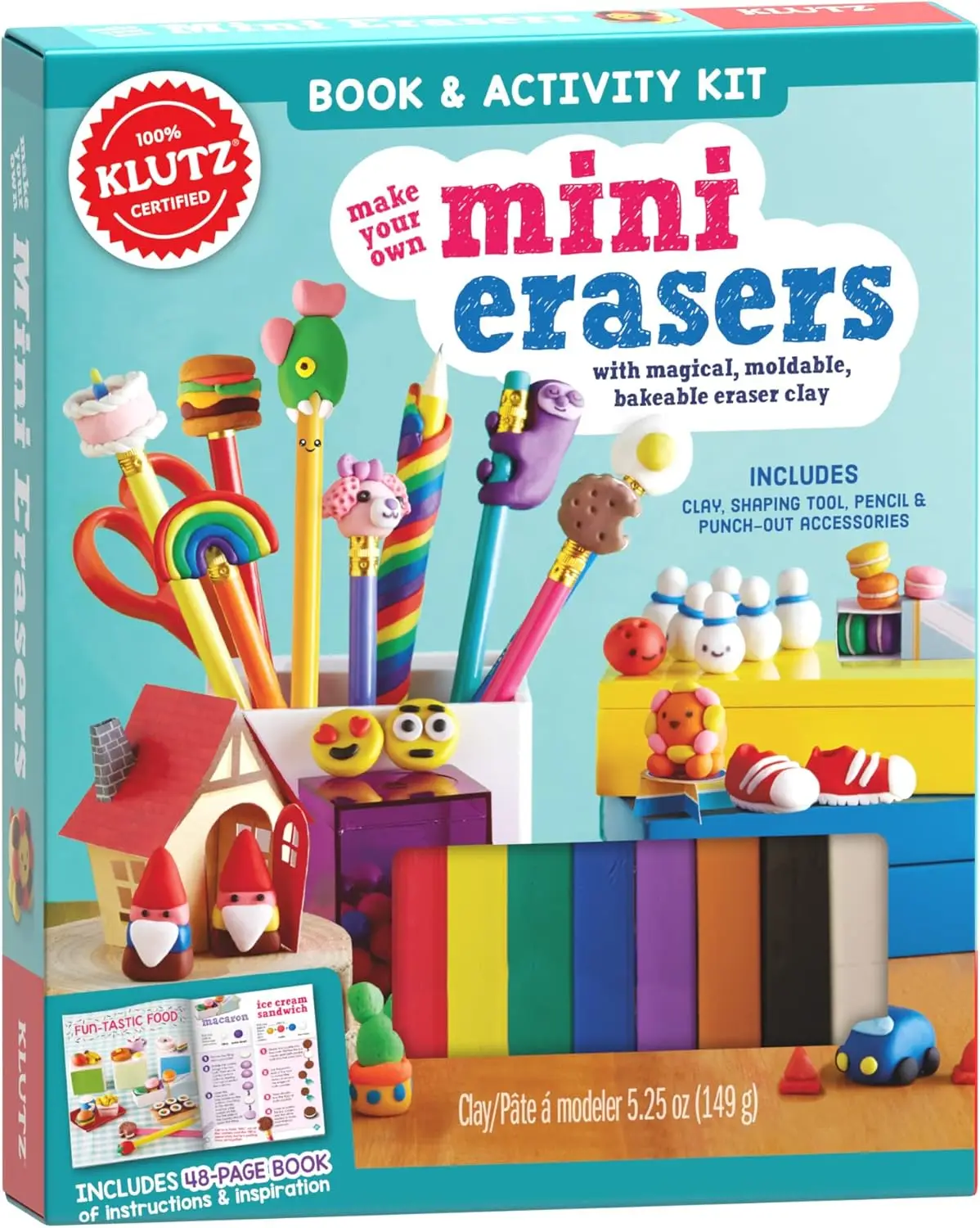 DIY Mini Eraser Kit: Create, Bake & Use Fun Clay Erasers in 8 Colors with 35 Designs