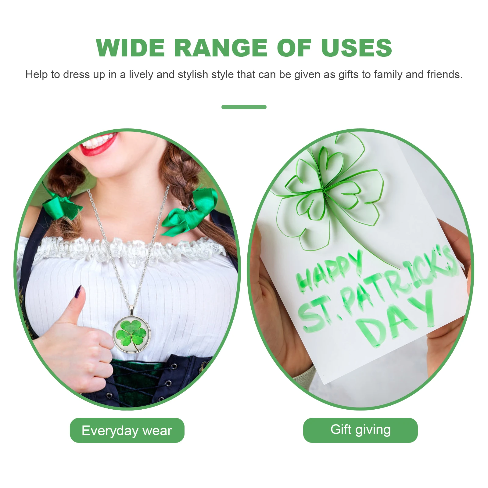 3 pçs colar de trevo de quatro folhas para mulheres meninas jóias irlandesas simples sorte pingente colares corrente leve vestir-se festa