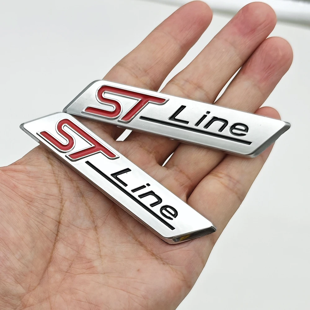 ثلاثية الأبعاد سيارة معدنية ملصق ST خط شعار الخلفي الجذع الحاجز شارة الباب الشارات لفورد فوكس بوما كوغا مونديو STLINE اكسسوارات #4