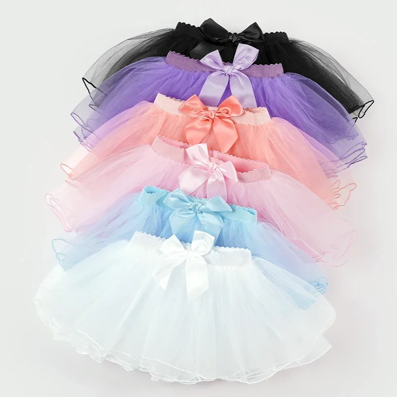 Girl Ballet Tutu Dance Skirts Fluffy Skirts Kids Four Layers Mesh Gymnastics Party Half Skirts Newborn Photography Skirts