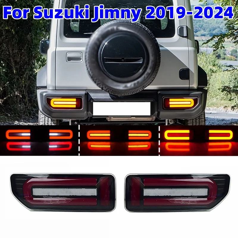 

2Pcs/set Black Shell Clear Lens Car LED Tail Lights Modified Driving Brake Light Turn Signal Lamp for Suzuki Jimny 2019-2024