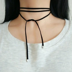 Fashion Wrap Choker Tie-up Necklace Long Black Choker Collar Necklaces for Women Drop shipping