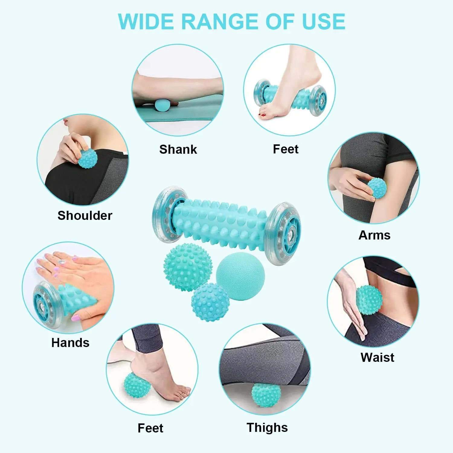 Foot Massage Roller Spiky Ball for Plantar Fasciitis Relief,Trigger Point Muscle Roller in Different Degree of Hardness for Foot