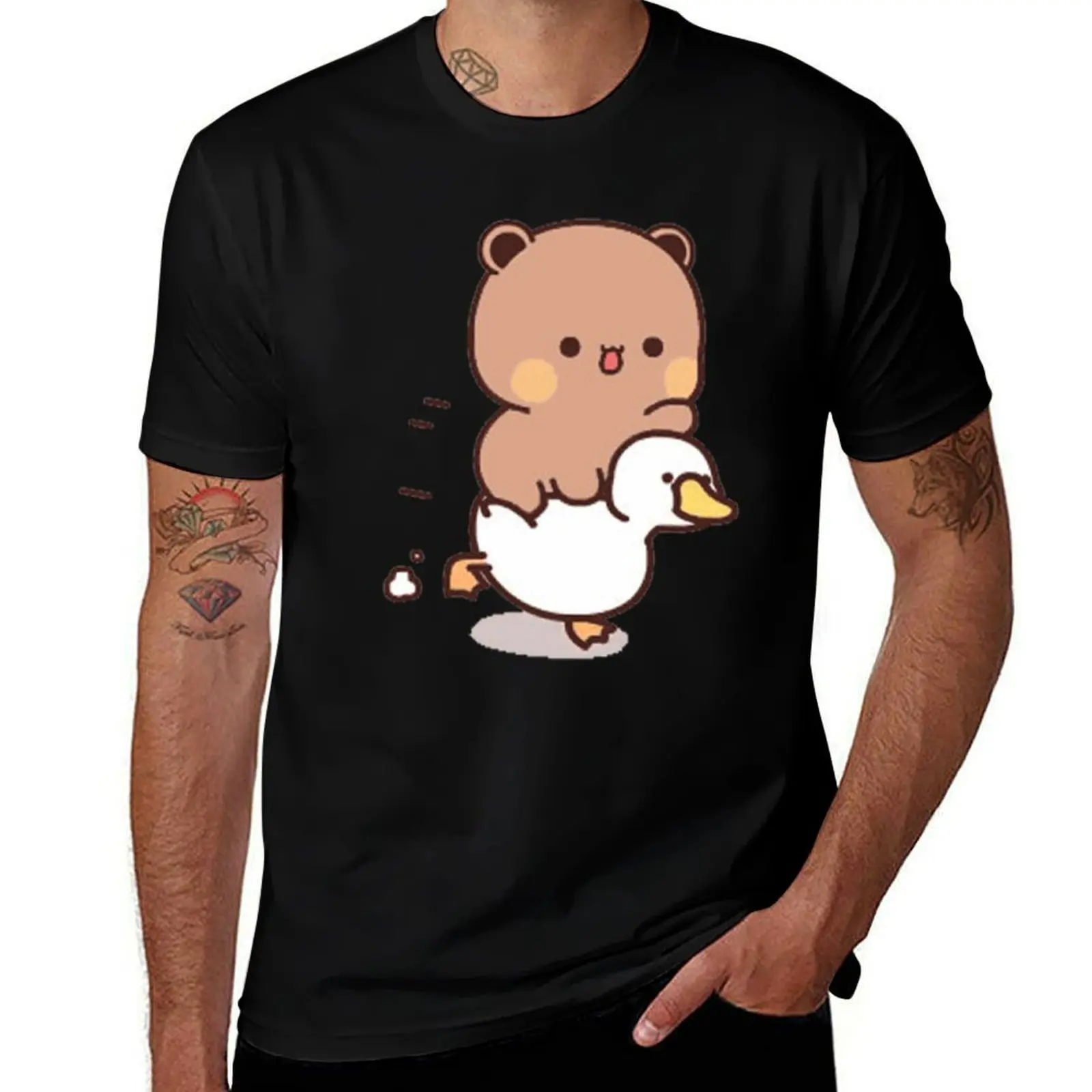 

Cute Dudu Is Riding A White Duck T-Shirt boys whites vintage clothes cotton man t-shirts plain t shirts men