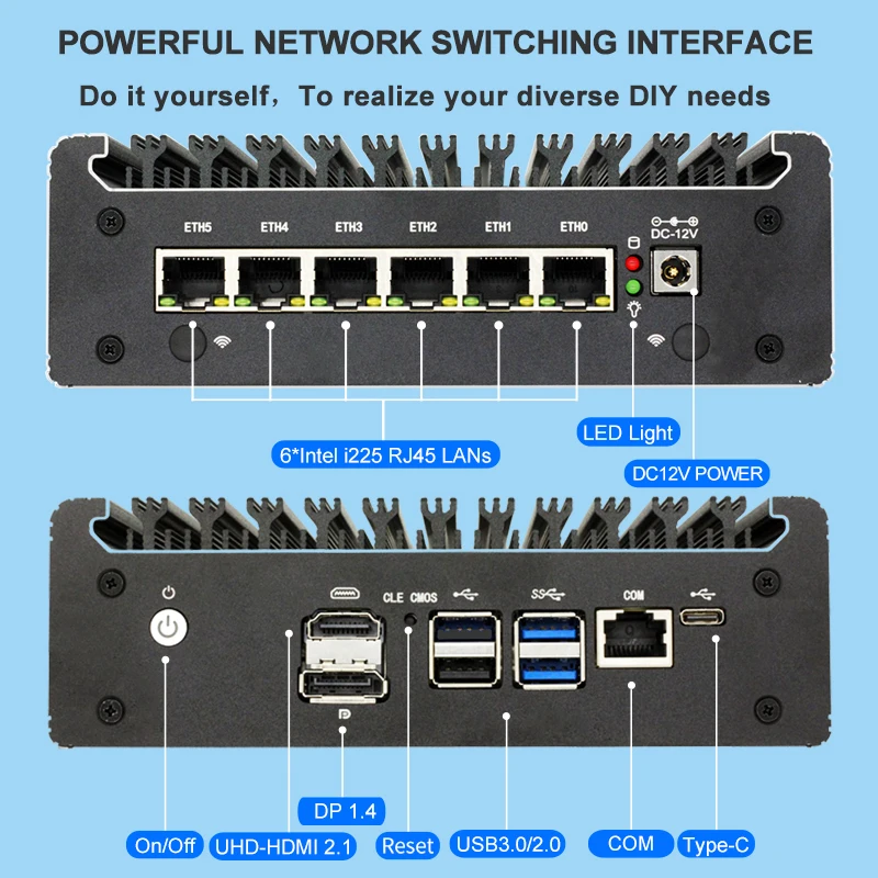 인텔 셀러론 6305/N150/펜티엄 골드 8505 소프트 라우터 6랜 i226-V 2.5G 팬리스 미니 PC NVMe SATA pfSense 방화벽 어플라이언스