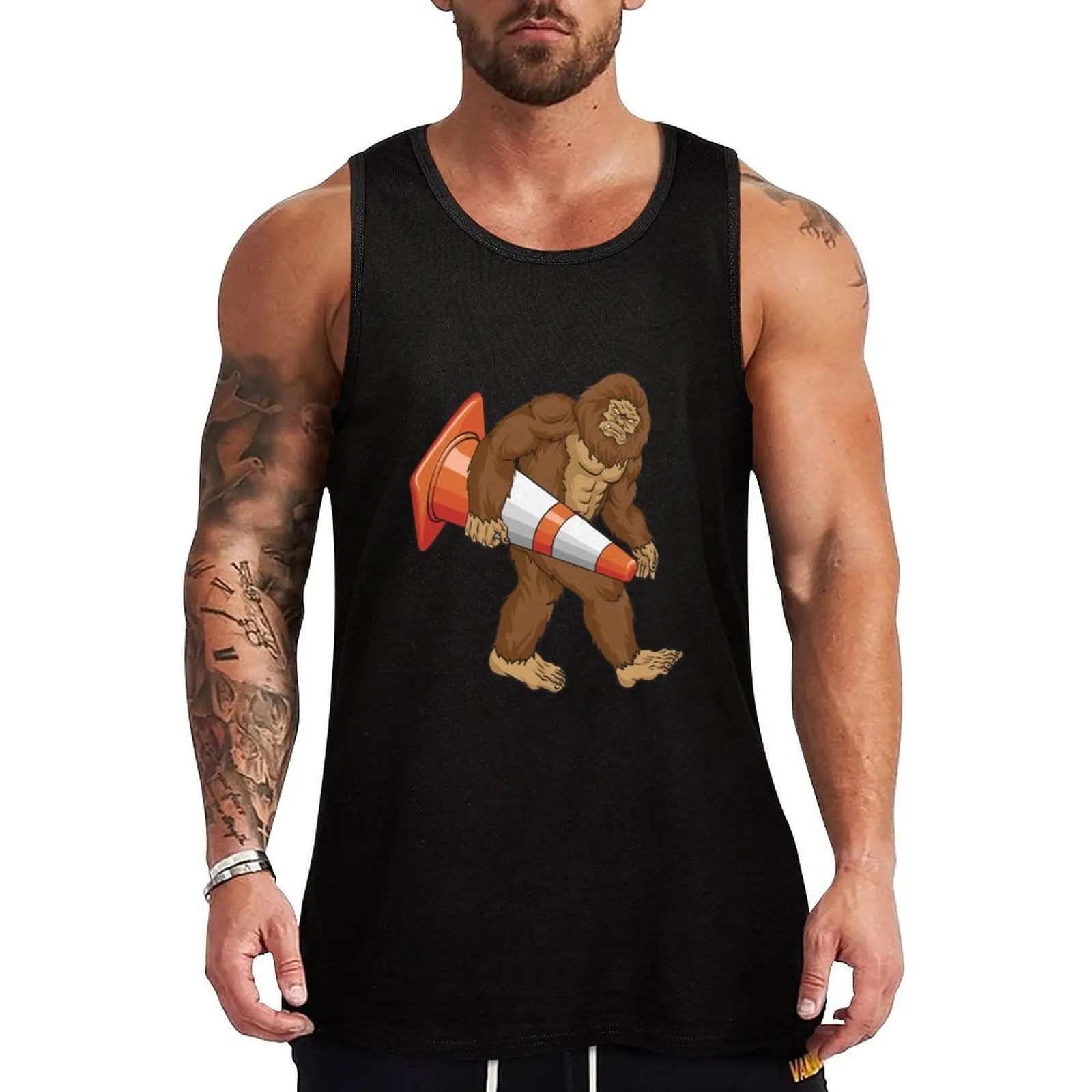 

Bigfoot Traffic Cone - Funny Road Workers Tank Top Men's vest basketball clothing Gym T-shirts for men