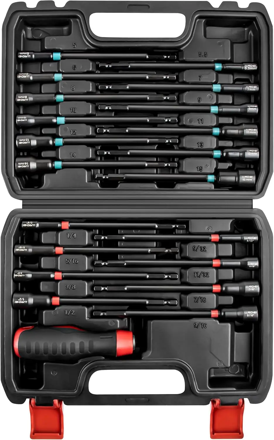 

21-Piece Magnetic Nut Driver Set SAE & Metric Cr-V, Non-Slip Grip Handle for Tight Spaces