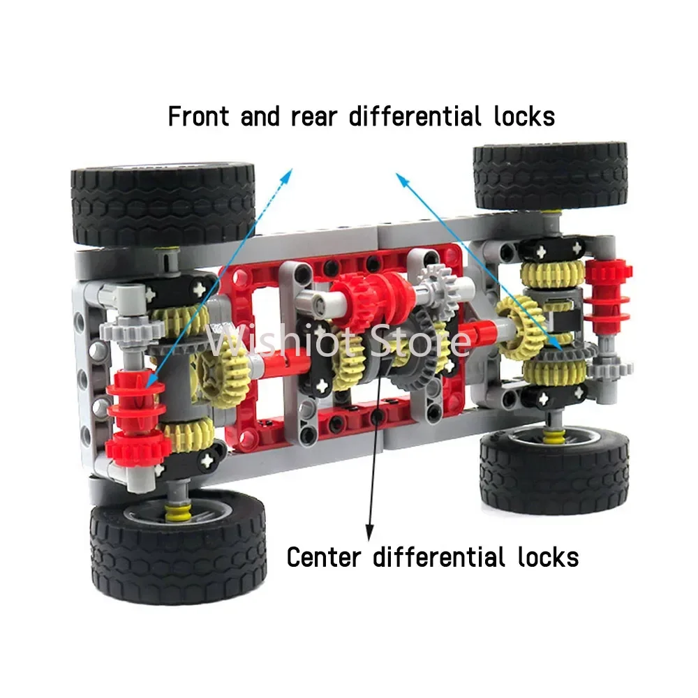 Motor de potencia azul para coche, Control por aplicación recargable para bloques de construcción, modificación de coche, 154 piezas, MOC