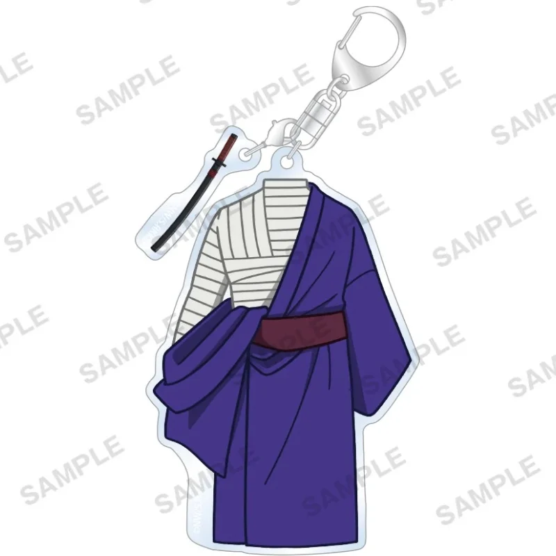 Bag Decorations6CM Anime Rurouni Kenshin Acrylic Keychain Bag Pendant With Small Pendant Hitokiri Battousai,Sanosuke Sagara Gift