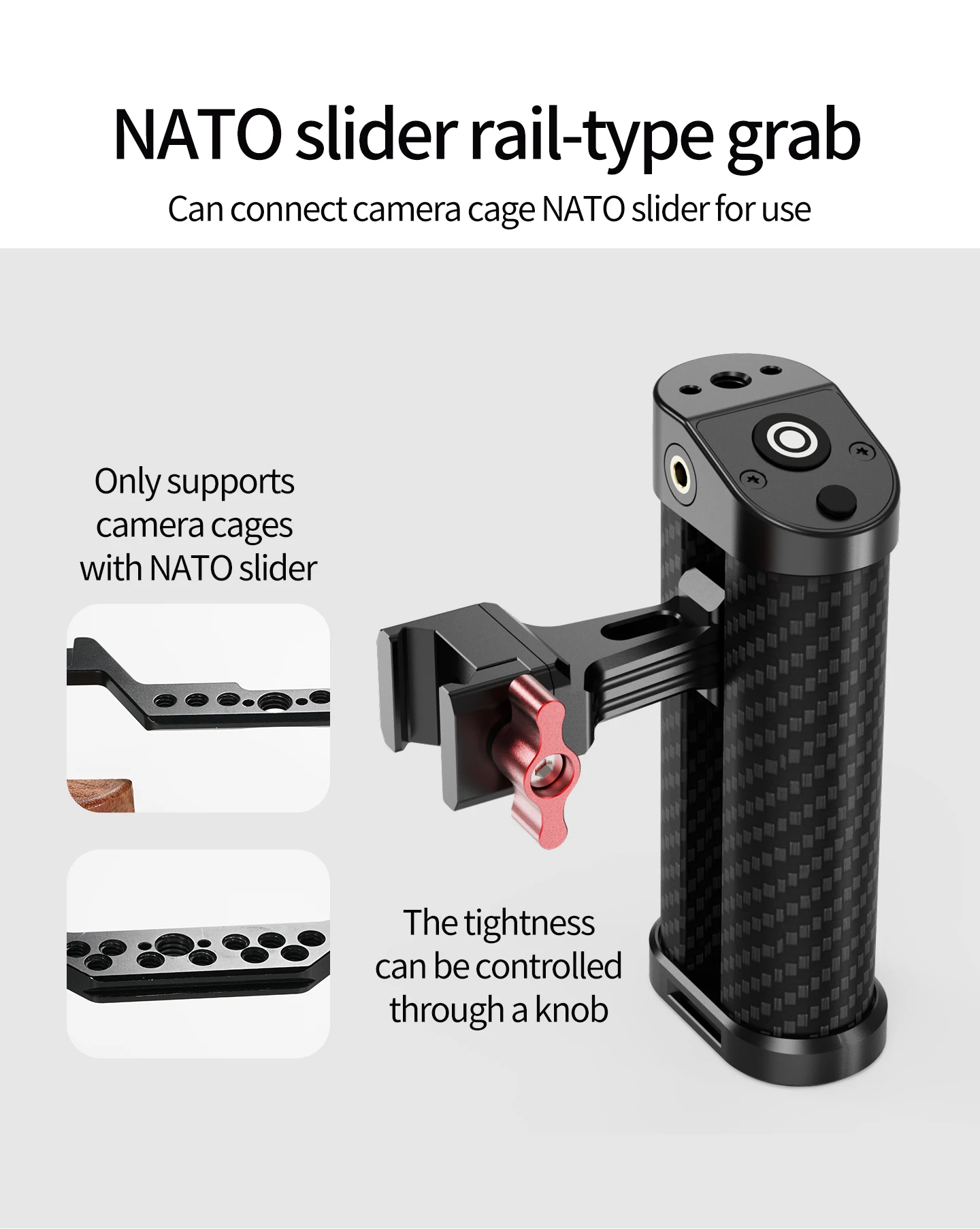 Schnellverschluss-Griff mit Auslöserkontrolle, 1/4 Arri-Befestigungsschraube, NATO-Schienenklemme für Sony, Canon, Nikon Kamerakäfige – Detail 31