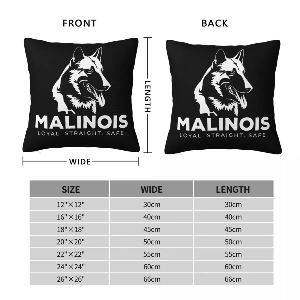 K9 Unit Belgian Malinois Loyal Straight Safe Dog Square Pillowcase Pillow Cover Cushion Zip Decorative Throw Pillow for Home Car