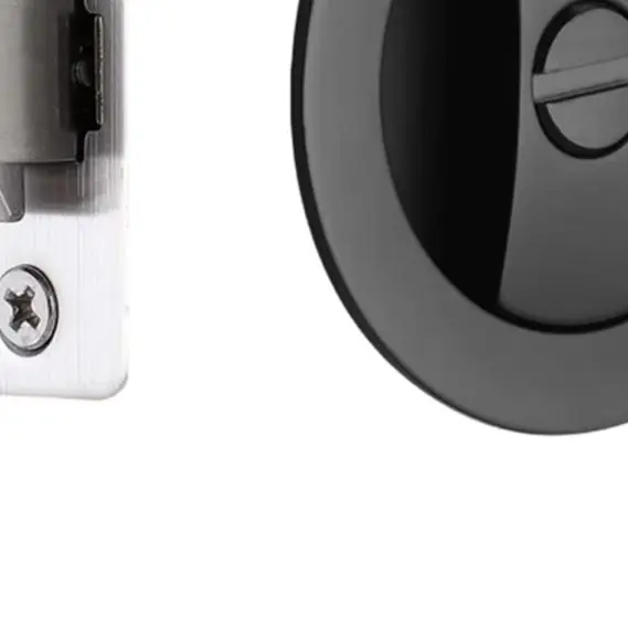 Privacy Lock Assembly for Pocket Doors with Edge Pull Handle and Low-Profile Recessed Knob for Space-Saving Installation