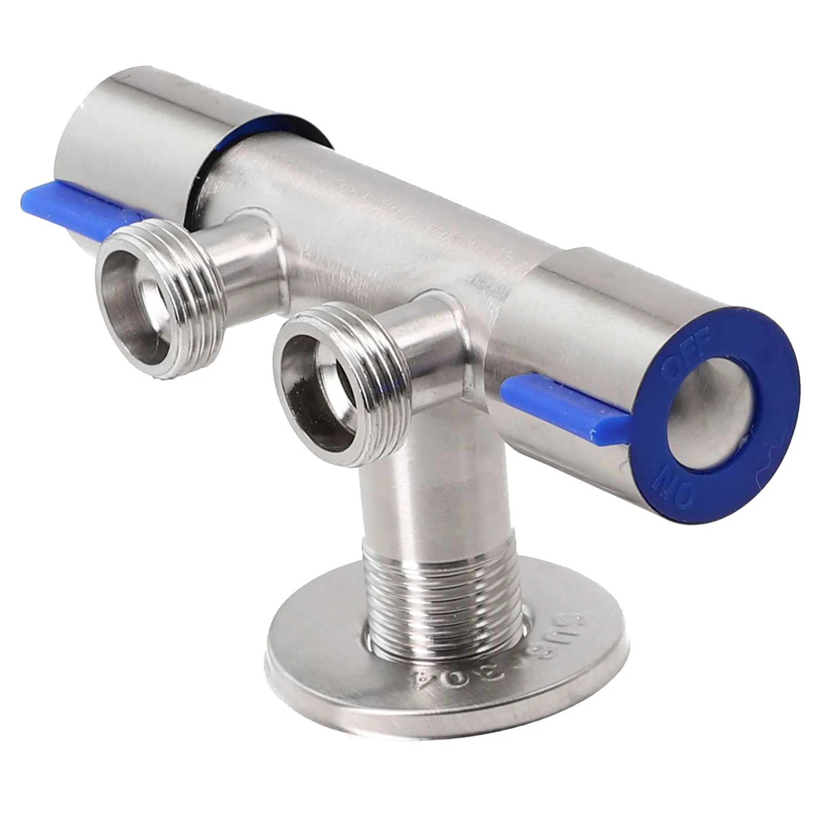 Stainless Steel Cold Water Tap with Two Lever Controls for Bathroom Vanity Sinks Washing Machine Connections and Utility Use