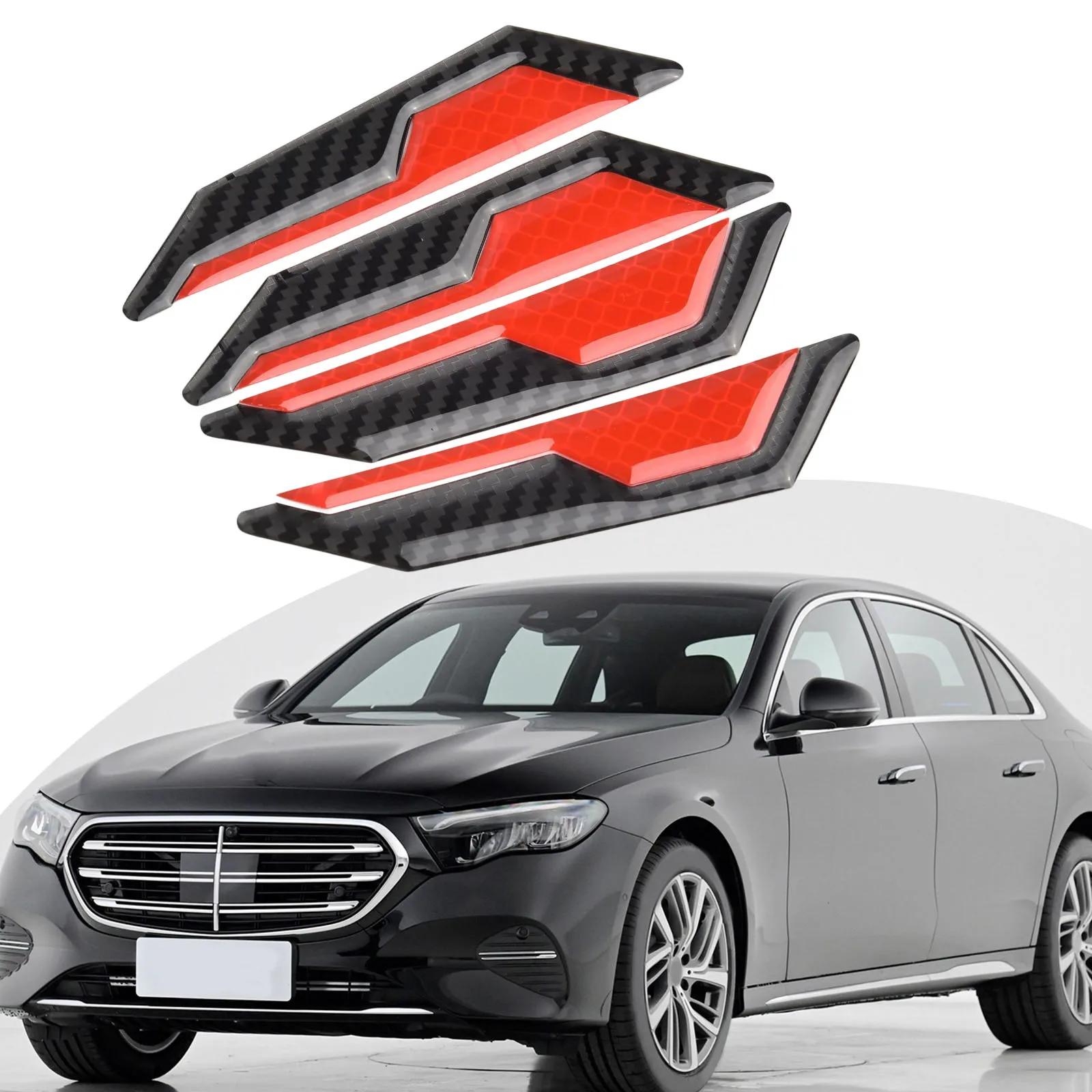 4PCS Car Door Anti-Collision Strip Body Stickers Reflective Side Door Edge Scratch Protector Strip Reflective Sticker Car Parts