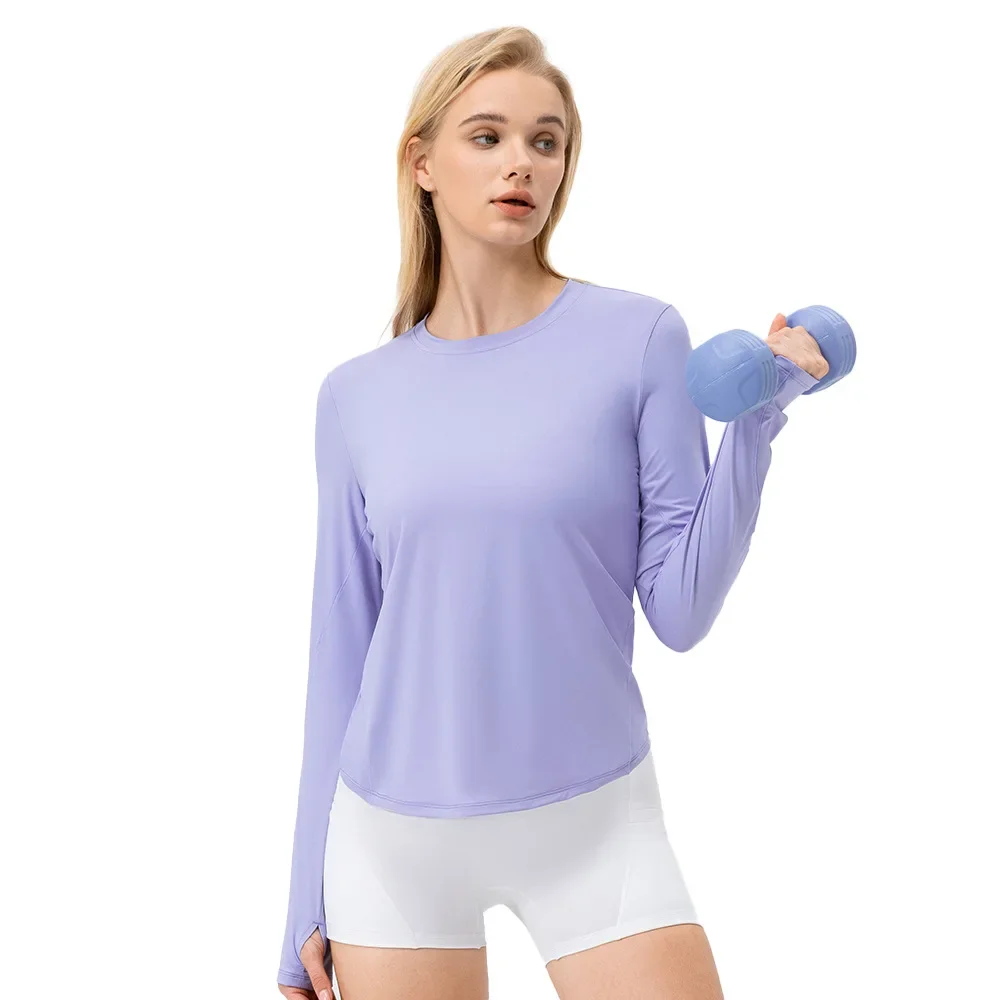 

Summer Sun Protection Pullover Sports Women's Quick Dry Long Sleeve T-shirt Fitness Top Loose Running Training Yoga