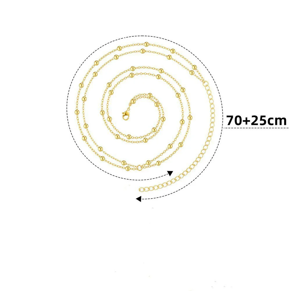 Chaîne de taille ronde en perles pour femmes, en acier inoxydable, couleur or, Simple, en métal, Double couche, chaîne de ventre réglable, nouvelle collection 2025