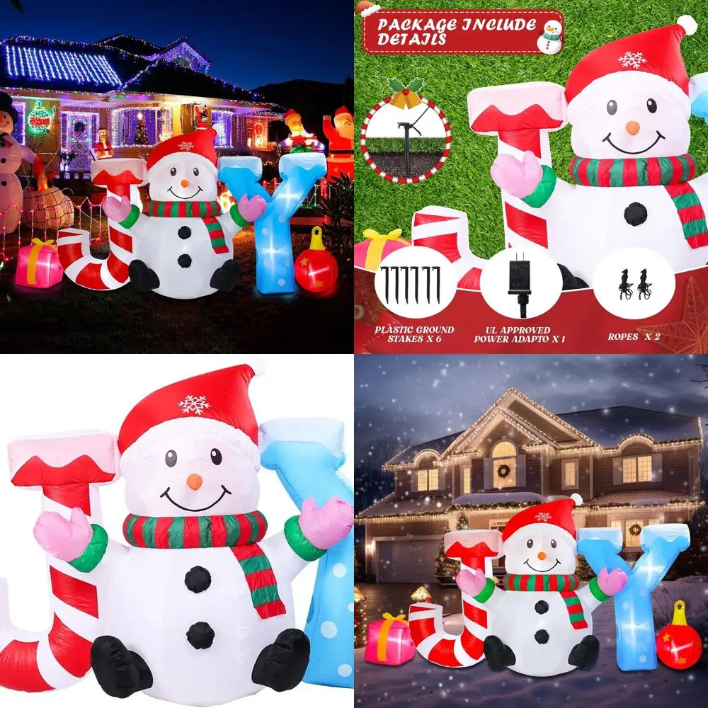 

7.54ft Tall Joyful Snowman Inflatable Outdoor Christmas Decoration with LED Lights for Holiday Lawn and Garden