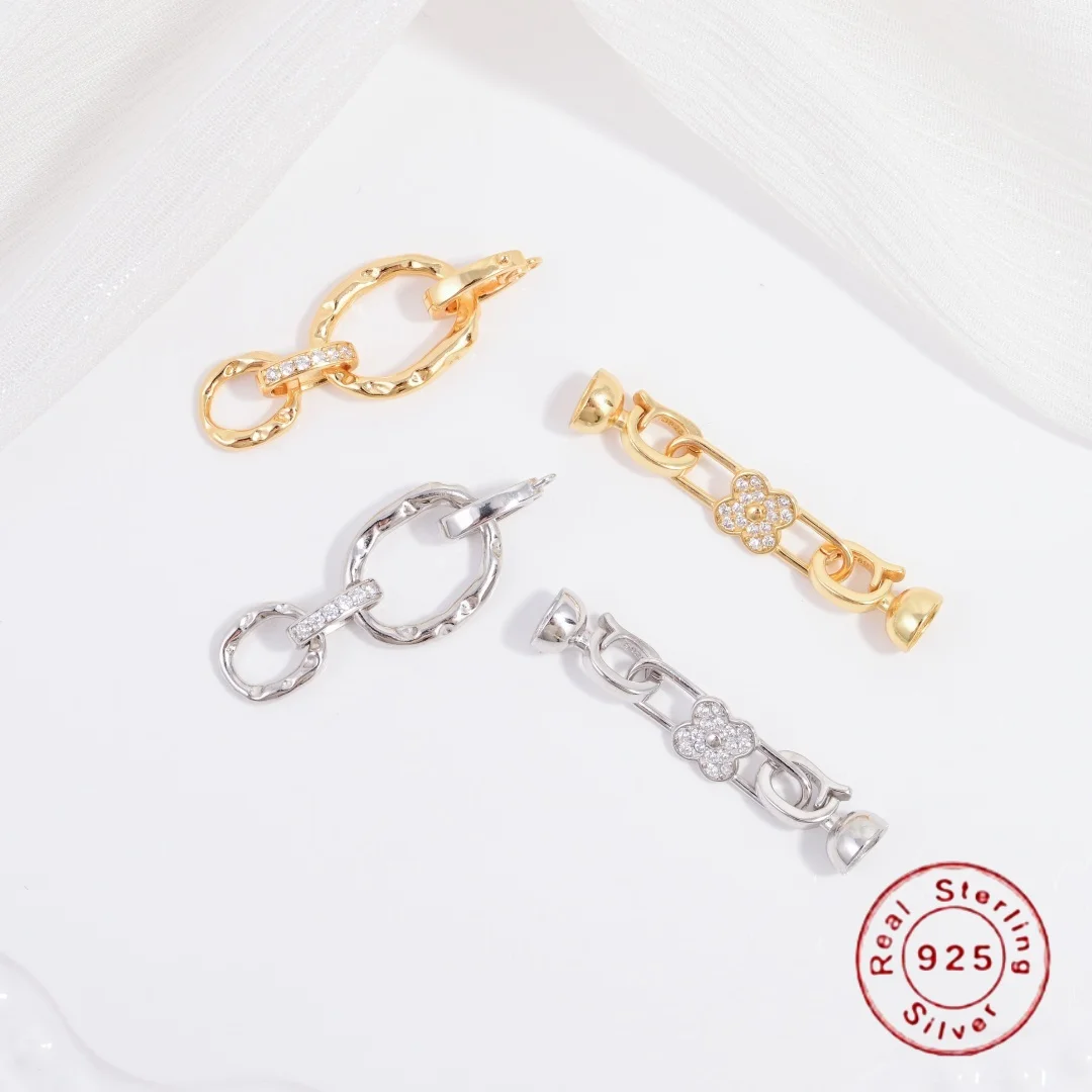 

S925 Sterling Silver Light Luxury Pearl Connector Clasp DIY Handmade Pearl String Bracelet Necklace Clasp Accessory SK145