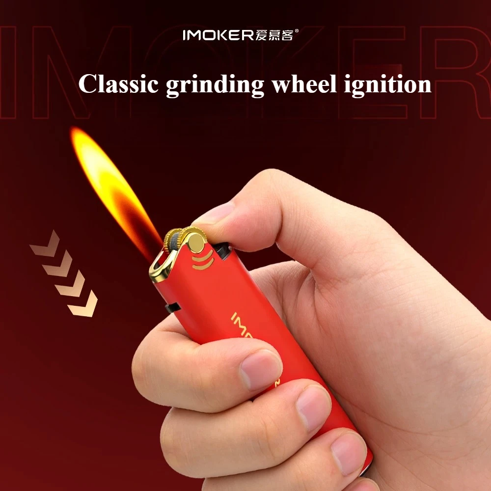 Red Flame Wheel Torch Lighter, Metal Refillable Butane Cigarette Igniter, Customizable Wholesale Luxury Gift for Wedding & Men