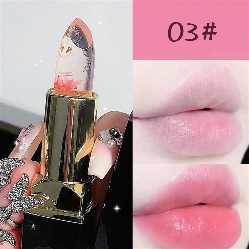 Temperaturfarbwechselnder Blumen-Lippenstift Feuchtigkeitsspendender Kristall-Lippenbalsam Wasserfester Langanhaltender Jelly-Lippenstift Lippenpflege Make-up – Detail 21