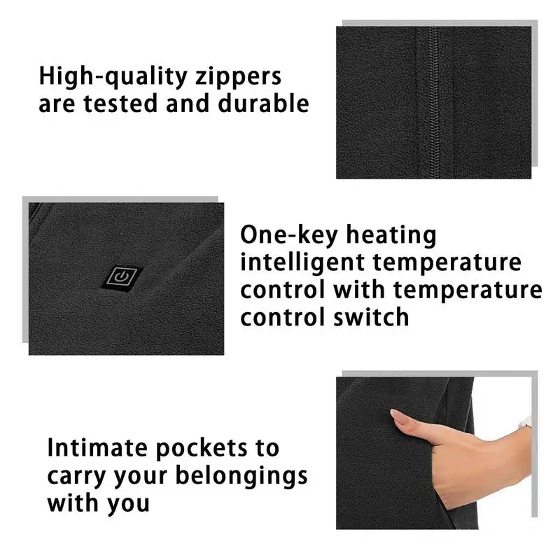 USB Heated Vest USB Heating Jacket With Adjustable Temperature Rechargeable Warming Vest For Back Abdomen Shoulder Waist Fleece