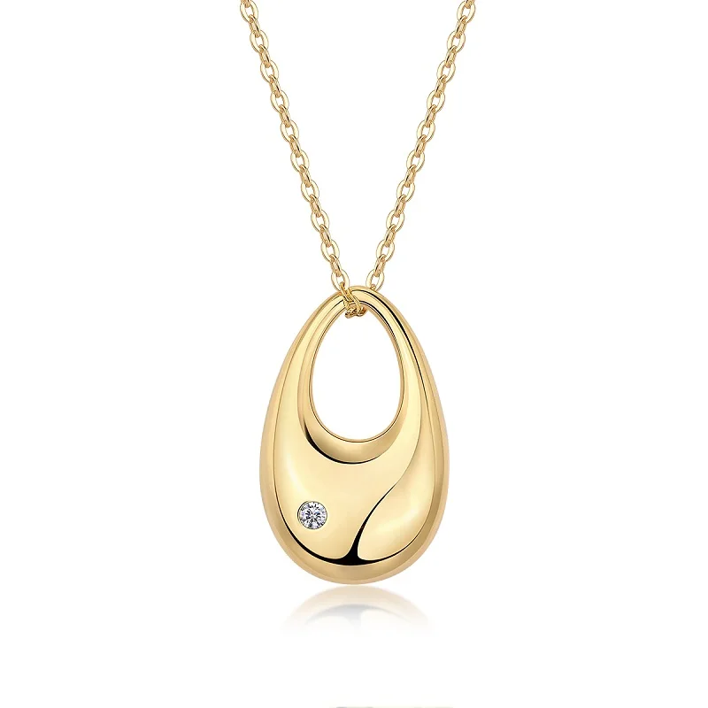 

Xiqi Jewelry Moissanite Pendant Necklace for Women, 925 Silver with 18K Gold Plating, Modern Minimalist Jewelry Gift with GRA Ce