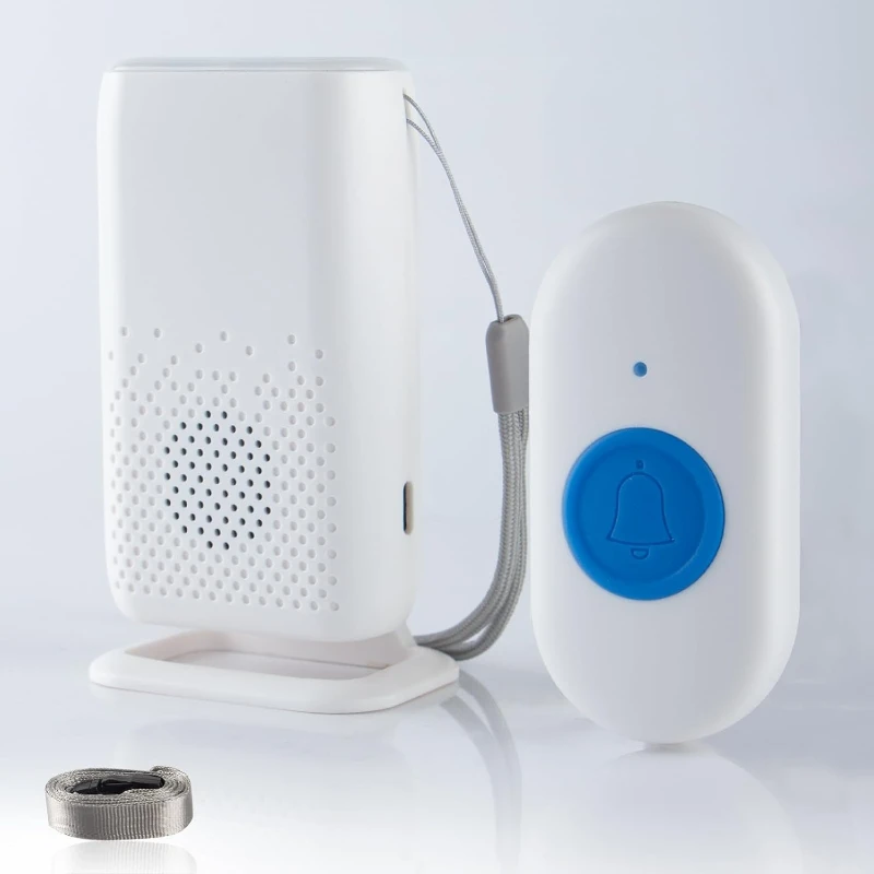 

Wireless Caregiver Pager with USB Recharging, Medical Alert System for Seniors with Melodies, Vibration and LED Flash, 1