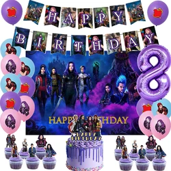 Disney Descendants 2 Theme Birthday Party Decoration Balloon Backdrop Cake Topper Party Supplies Baby Shower