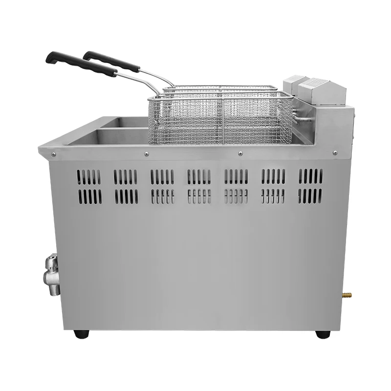 China Supplier Industrial Gas Chips Fryer New Condition 220V Stainless Steel 16L Capacity Electric Deep Frying Machine Snacks