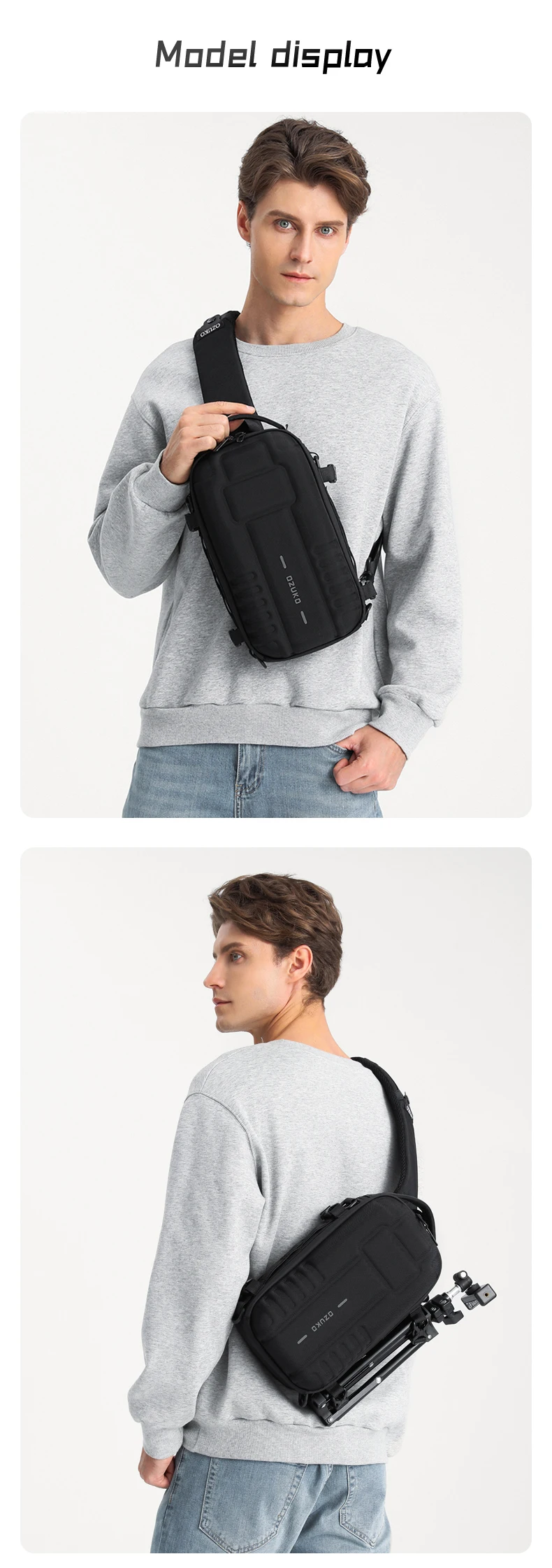 OZUKO Hard Shell Flex Bag Men Sports Shoulder Bag Multifunctional Large Capacity Waterproof High Quality Outdoor Tactical Bag