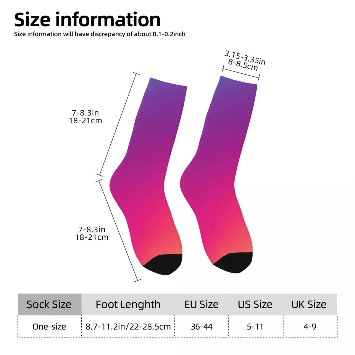 Ombre Print Stockings Purple And Pink Pattern Korean Socks Autumn Anti Skid Socks Women Cycling Comfortable Socks