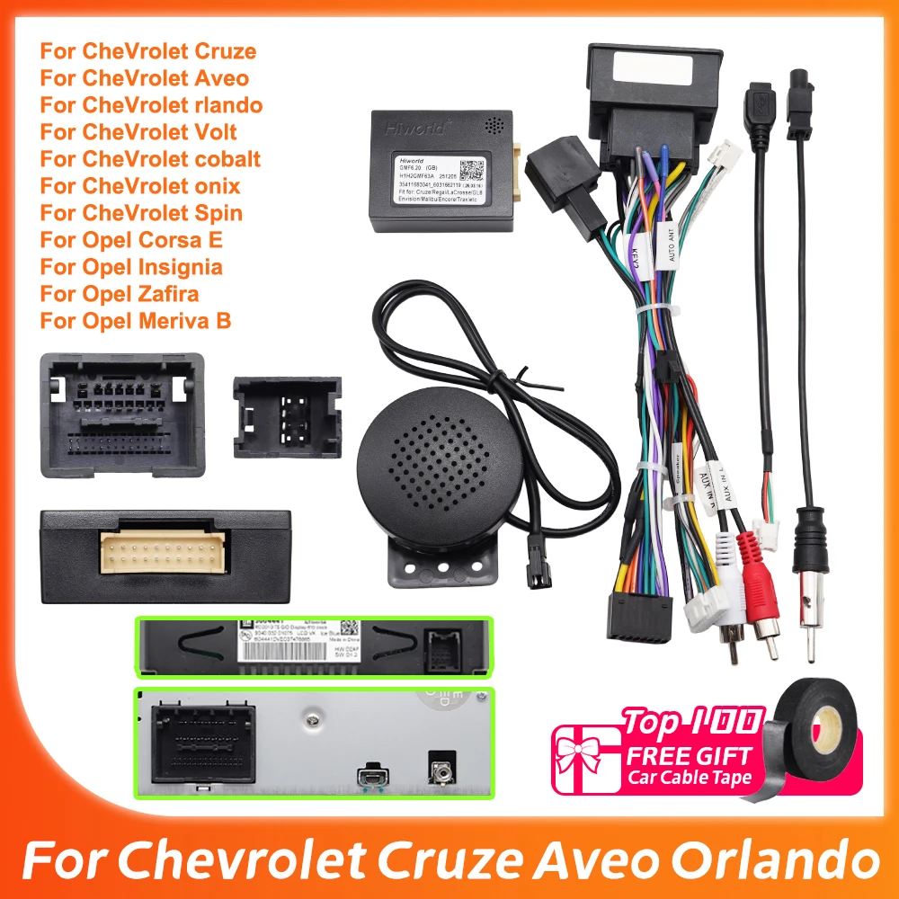 Cableado de Radio para Automóvil Chevrolet Cruze Aveo Orlando Cobalt Onix Spin, Decodificador CANBus para Opel Corsa E Insignia Meriva B