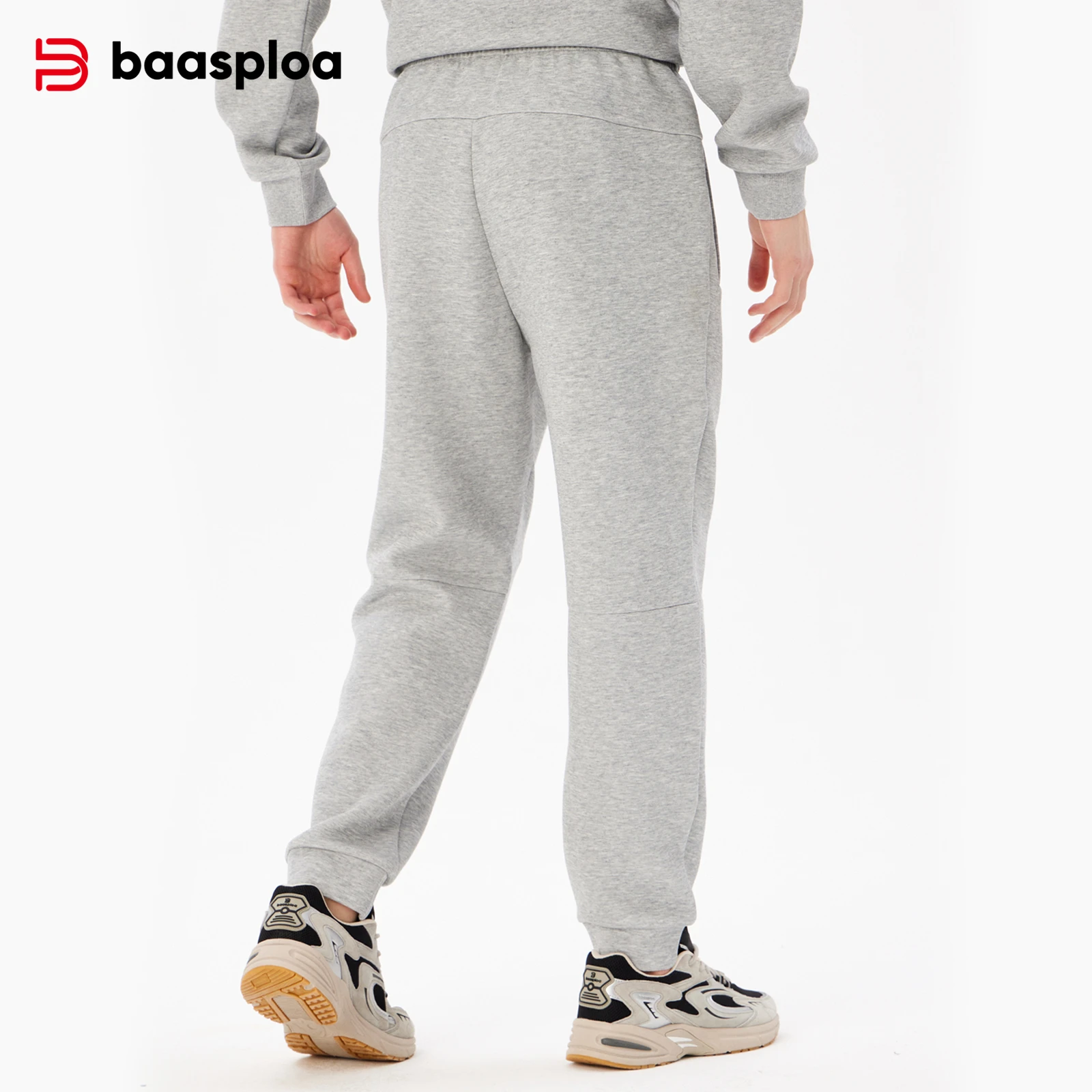 Baasploa Men Jogging Sweatpants New Fashion Solid Color Pocket Loose Long Pants Male Casual Drawstring Trousers Streetwear