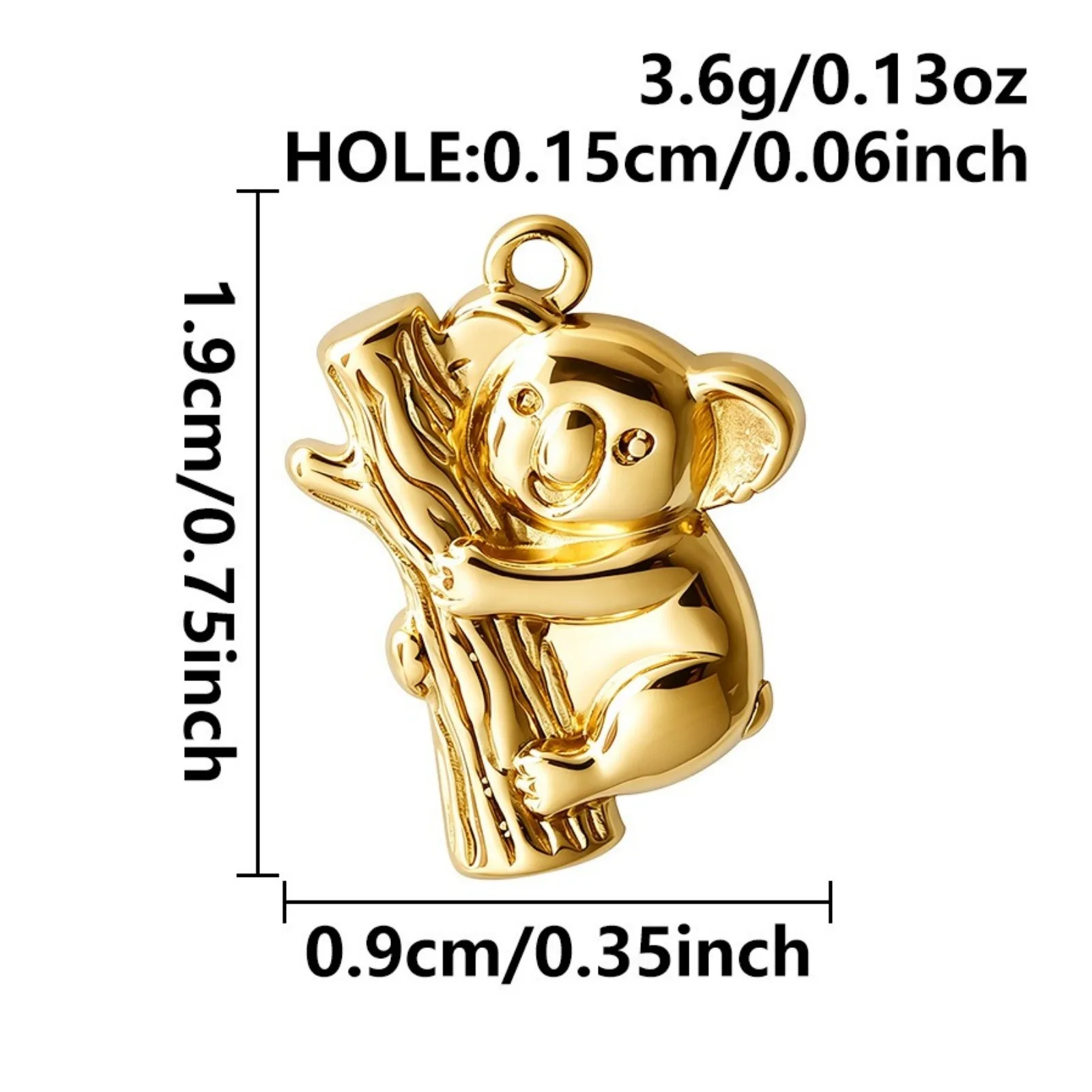 3 Stück 3D-Tieranhänger Hund Koala Elefant Ente Anhänger aus 304 Edelstahl für DIY-Halsketten-Schmuckherstellung Großhandel – Detail 4