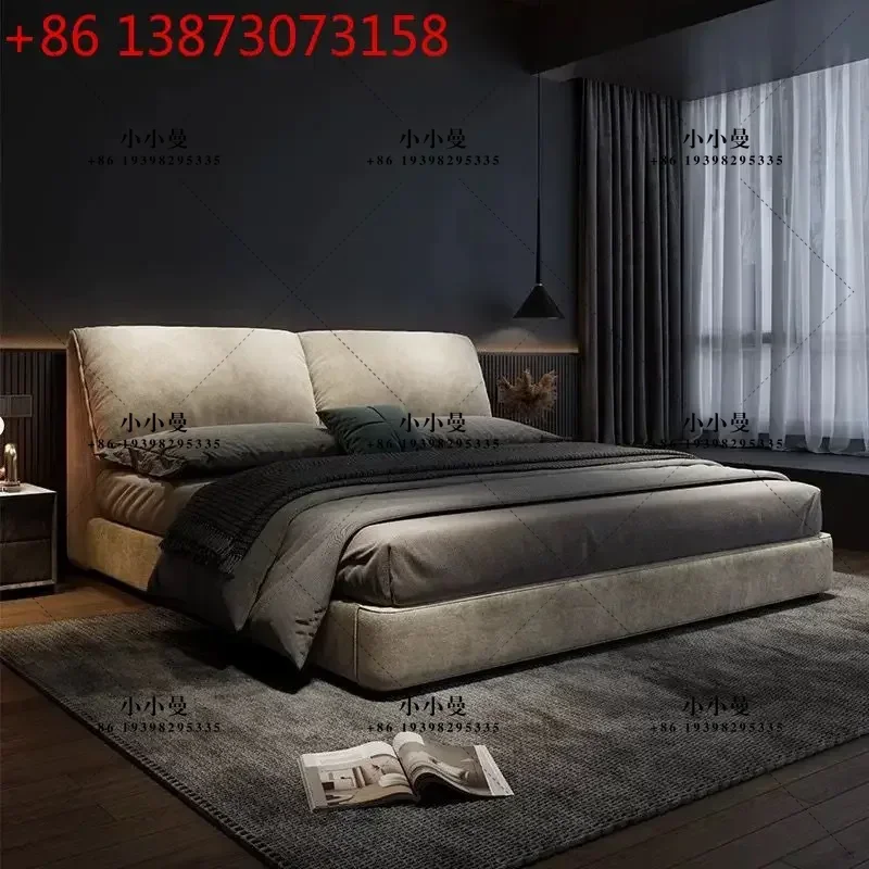 Italian elephant ear fabric bed master bedroom simple modern double bed