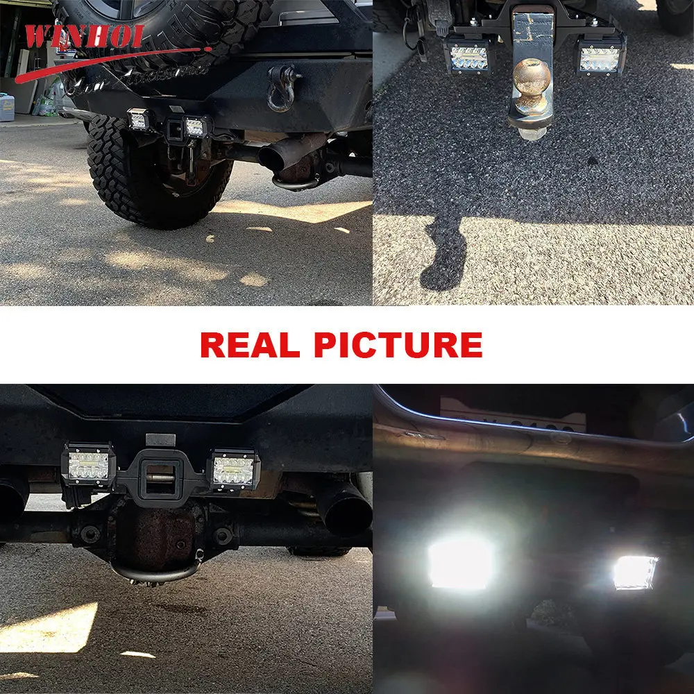 2 PCS 4 Inch Led Work Light Pods with Tow Hitch Mounting Brackets Spot Flood 4x4 Spotlight for Pickup ATV SUV Truck Trailer Boat