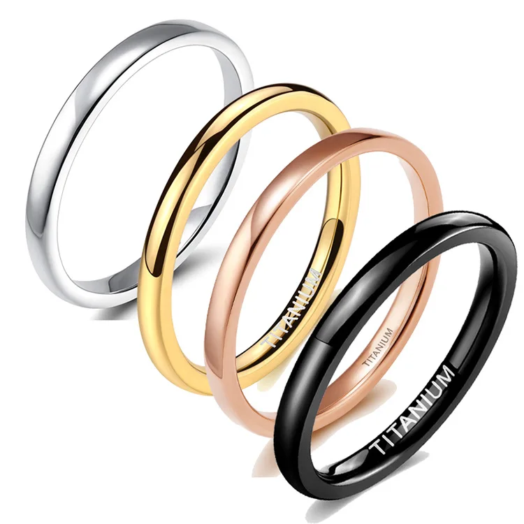 

Fashion layered plain titanium ring 2mm pure titanium ring finger ring Rose gold black silver gold blue Party daily Fashion jewe