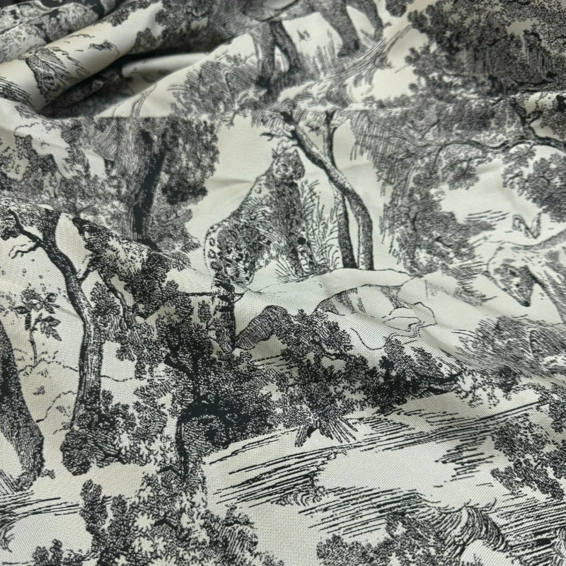 Jacquard Fabric Ink Style Off White Sketch Chinese Style Clothing Dres Design Fabrics for By The Meter Diy Wholesale Cloth