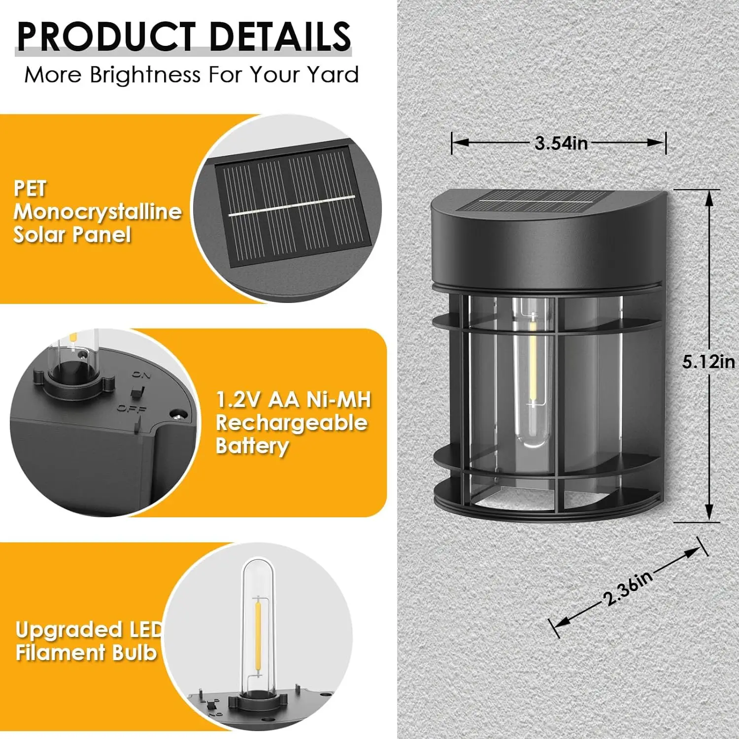 Led Zonne-Wandlamp, Hek Licht, Solar Binnenplaats Decoratief Licht, Buitenverlichting Waterdicht, Solar Led Buitenverlichting